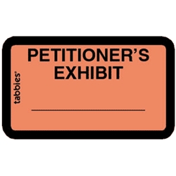 58026 Tabbies Pre-Printed "PETITIONER'S EXHIBIT" Labels - Orange
